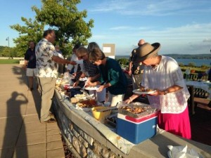 Binnie helps herself to some great potluck food