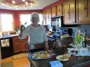 Joanie toasting my book with a beer!